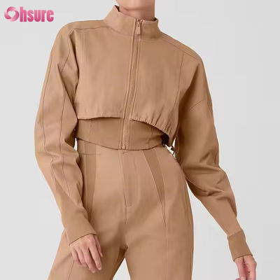 Womens New Design Zipper Motorcycle Jacket Outdoor Motocross Crop Style Motorcycle Jacket