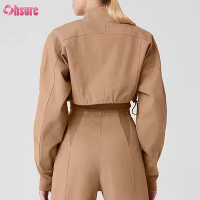 Womens New Design Zipper Motorcycle Jacket Outdoor Motocross Crop Style Motorcycle Jacket