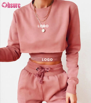Solid Color Organic Cotton Fabric 3 Piece Crop Top Jogger Set 2025 Causal Two Piece Loungewear Sets for Women Lounge Wear Sets