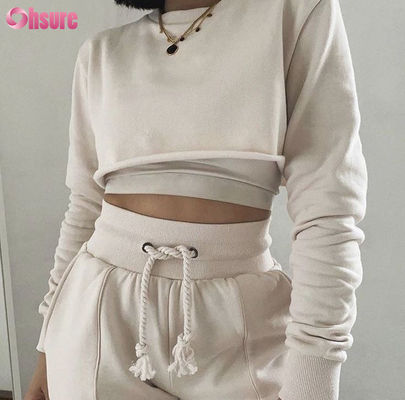 Solid Color Organic Cotton Fabric 3 Piece Crop Top Jogger Set 2025 Causal Two Piece Loungewear Sets for Women Lounge Wear Sets