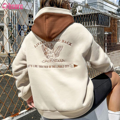 Custom High Quality French Terry Hoodies Women's Streetwear High Quality Essentials Drop Shoulder Embroidered Hoodie