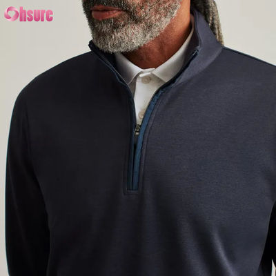 Men's Custom Plus Size Quarter Zip Pullover High Quality Nylon Sport Hoodie with Embroidery Solid Half Zip Design for Winter