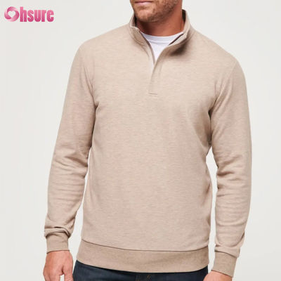 Men's High Quality Slim Fit Golf Pullover with Warm Quarter Zip Long Sleeve Fleece in Custom Logo Solid Soft Color for Winter
