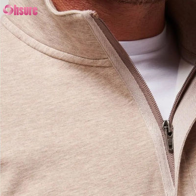 Men's High Quality Slim Fit Golf Pullover with Warm Quarter Zip Long Sleeve Fleece in Custom Logo Solid Soft Color for Winter