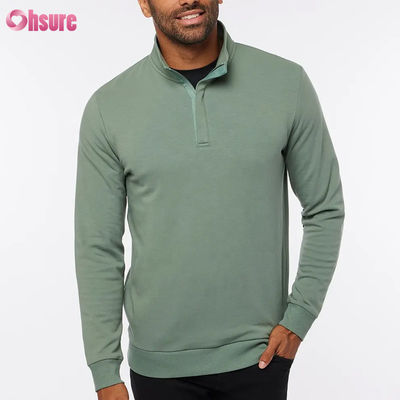 Men's High Quality Slim Fit Golf Pullover with Warm Quarter Zip Long Sleeve Fleece in Custom Logo Solid Soft Color for Winter