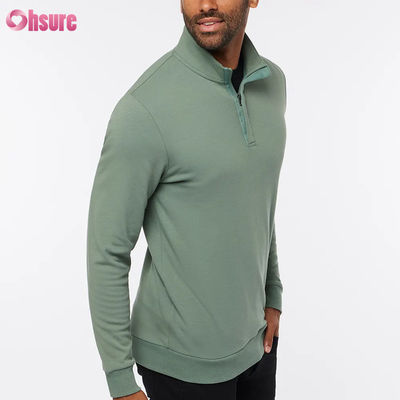 Men's High Quality Slim Fit Golf Pullover with Warm Quarter Zip Long Sleeve Fleece in Custom Logo Solid Soft Color for Winter