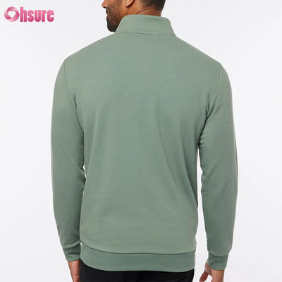 Men's High Quality Slim Fit Golf Pullover with Warm Quarter Zip Long Sleeve Fleece in Custom Logo Solid Soft Color for Winter