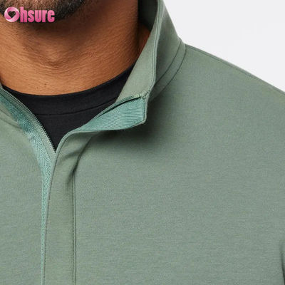 Men's High Quality Slim Fit Golf Pullover with Warm Quarter Zip Long Sleeve Fleece in Custom Logo Solid Soft Color for Winter