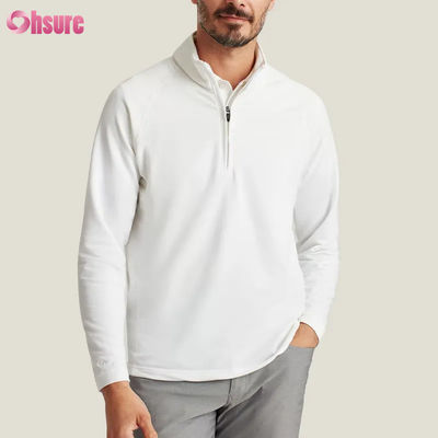 Men's High Quality Super Fashion Half Zip Pullover Comfortable White Quarter Zip Pullover Embroidery Stylish Sport for Winter