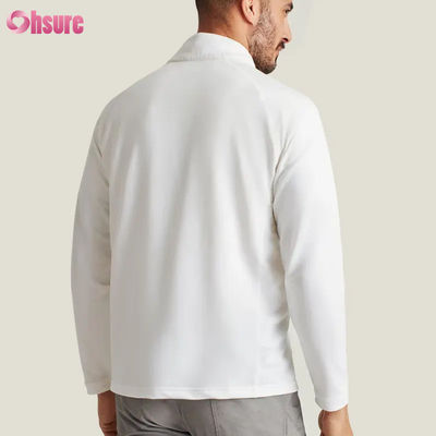Men's High Quality Super Fashion Half Zip Pullover Comfortable White Quarter Zip Pullover Embroidery Stylish Sport for Winter