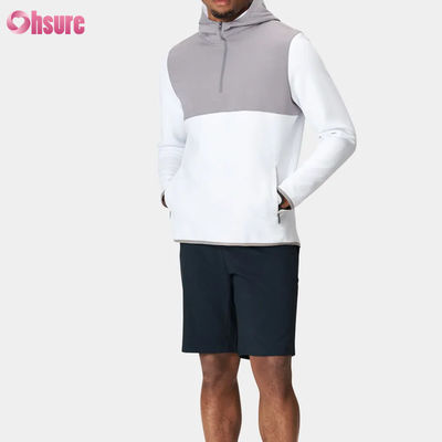 High Quality Polyester Men's Sports Pullover Hoodie Half Zip Design Waterproof and Light Performance Solid Pattern