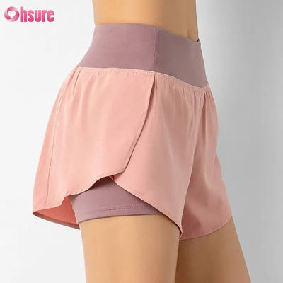 Hot Selling Women's High Waist Running Shorts Quick Dry Double Layer Athletic Workout Pants Pockets Breathable Fitness Yoga Wear
