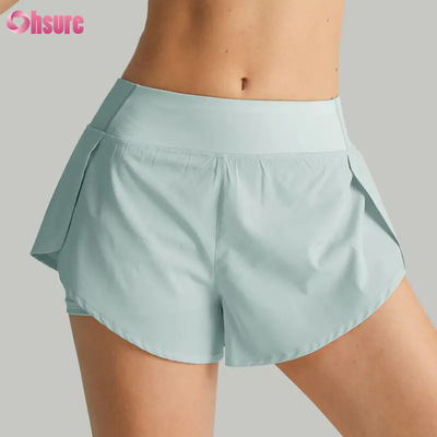 Hot Selling Women's High Waist Running Shorts Quick Dry Double Layer Athletic Workout Pants Pockets Breathable Fitness Yoga Wear