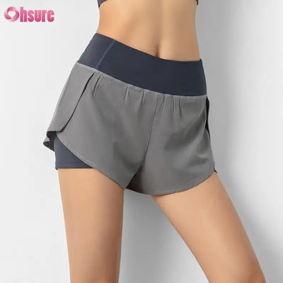Hot Selling Women's High Waist Running Shorts Quick Dry Double Layer Athletic Workout Pants Pockets Breathable Fitness Yoga Wear