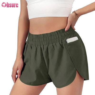 Women's High Waist Quick-Drying Sports Shorts with Elastic Fashionable Running & Exercise Shorts with Pockets