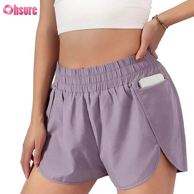 Women's High Waist Quick-Drying Sports Shorts with Elastic Fashionable Running & Exercise Shorts with Pockets