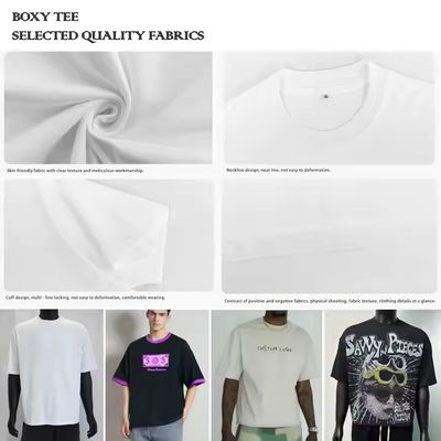 250-300gsm Drop Shoulder Graphic Heavyweight T-shirt Luxury Blank Heavy Cotton Streetwear Boxy Oversized  Men's Custom T Shirt