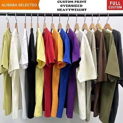 250-300gsm Drop Shoulder Graphic Heavyweight T-shirt Luxury Blank Heavy Cotton Streetwear Boxy Oversized  Men's Custom T Shirt