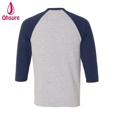 Three Quarter Sleeve Fitness Tshirt Cotton Tops Casual Tees O-Neck  Men T Shirt Two Color Patchwork Sport T-shirt