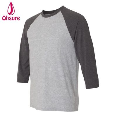 Three Quarter Sleeve Fitness Tshirt Cotton Tops Casual Tees O-Neck  Men T Shirt Two Color Patchwork Sport T-shirt