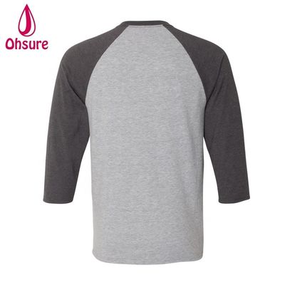 Three Quarter Sleeve Fitness Tshirt Cotton Tops Casual Tees O-Neck  Men T Shirt Two Color Patchwork Sport T-shirt