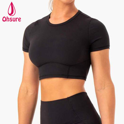 2-pieces Tops Fitted T-shirt Women Fitness Gym Yoga Cropped Women Tshirt Wholesale Custom Logo Soft Quick Dry Sports 50-100pcs
