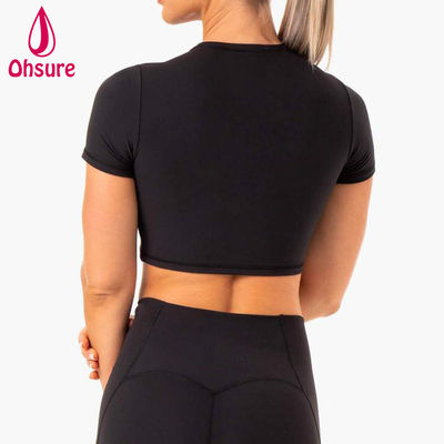 2-pieces Tops Fitted T-shirt Women Fitness Gym Yoga Cropped Women Tshirt Wholesale Custom Logo Soft Quick Dry Sports 50-100pcs