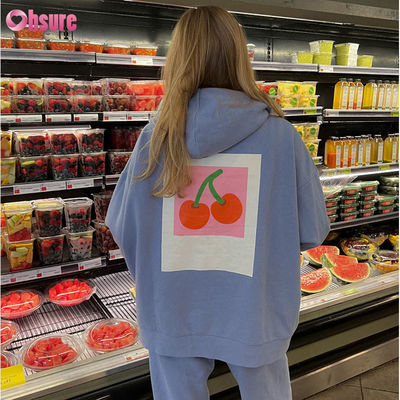 OEM Sportswear Custom Logo Oversized French Terry Hooded Blank Sweatshirt Pullover With Pocket Women Cotton Pullover Hoodie