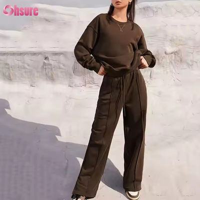 New Casual Sport Gym Jogger Jogging Solid Color Fall Winter Sweatershirt and Pant Two Piece Pants Set Tracksuits for Women