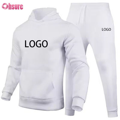 Custom Men Hoodies and Jogger Sets Solid logo Brown Sweatsuit Unisex Loose Cotton Ribbed Unisex Tracksuit