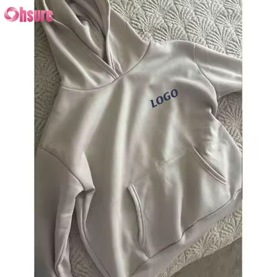 F240140 Custom Short Sets Two Piece Set Women Long Sleeve Plain Hoodie Sweatsuit and Gym Shorts Set Spring Clothes for Women