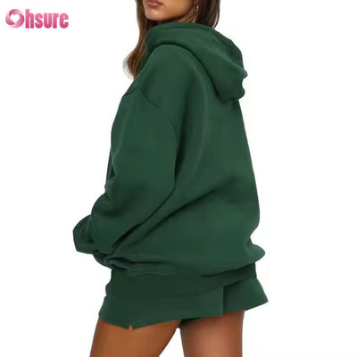Wholesale Womens Oversized Sweat Shorts and Hoodie Set 2 Piece Hoodie Track Suit Custom logo