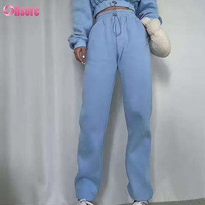 OEM High Quality Fleece Cotton Sweatpants and Hoodies Set Outdoor Cropped Hoodie Top Two Piece Set Women Clothing