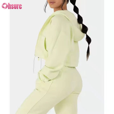 Women's Two Piece Outfits Sweatsuit Fleece Long Sleeve Zip up Hoodies Cropped Sweatshirts Sweatpants Jogger Set