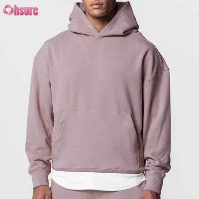 Hot Selling Men's Oversized Sports Hoodie 100% Cotton Basic Solid Long Sleeved Pullover Sweatshirt Pocket Winter Basic Jersey