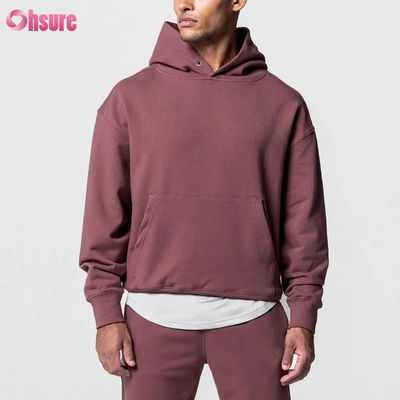 Hot Selling Men's Oversized Sports Hoodie 100% Cotton Basic Solid Long Sleeved Pullover Sweatshirt Pocket Winter Basic Jersey