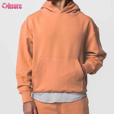 Hot Selling Men's Oversized Sports Hoodie 100% Cotton Basic Solid Long Sleeved Pullover Sweatshirt Pocket Winter Basic Jersey