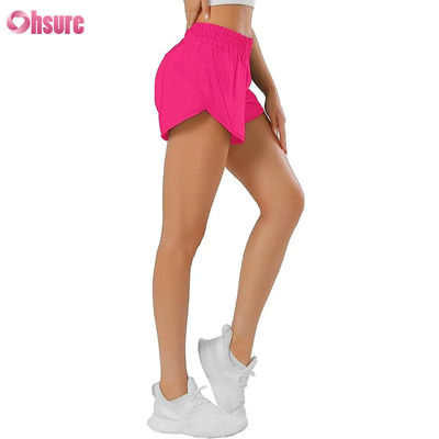 Fashion Women Quick-drying Drawstring Design Sports Shorts With Zipper Pocket Gym Fitness Yoga Shorts