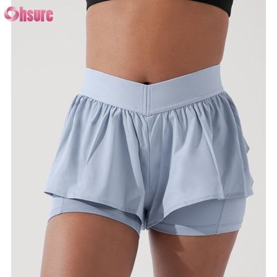 Custom Womens 2 in 1 Gym Shorts Fitness Lining Plus Size Elastic Band Workout Gym Shorts for Women