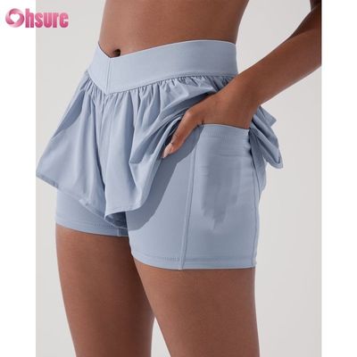 Custom Womens 2 in 1 Gym Shorts Fitness Lining Plus Size Elastic Band Workout Gym Shorts for Women