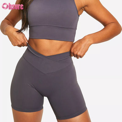 Wholesale Gym Crossover Yoga Sports Shorts No Front Seam Shorts Running Shorts for Woman