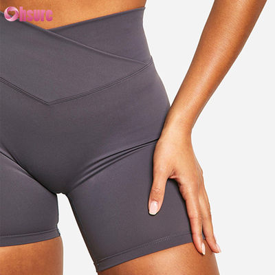 Wholesale Gym Crossover Yoga Sports Shorts No Front Seam Shorts Running Shorts for Woman