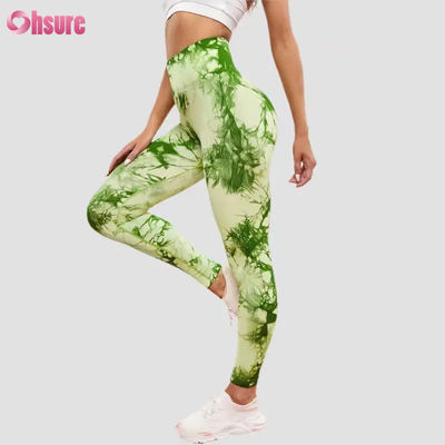 New Fashion 2024 High Waist Fitness Pants Quick Dry Running Yoga Pants Elastic Waist Slim Fit Sports Tights Tie Dye Design
