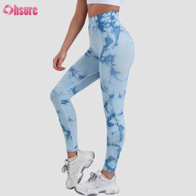 New Fashion 2024 High Waist Fitness Pants Quick Dry Running Yoga Pants Elastic Waist Slim Fit Sports Tights Tie Dye Design