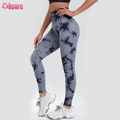 New Fashion 2024 High Waist Fitness Pants Quick Dry Running Yoga Pants Elastic Waist Slim Fit Sports Tights Tie Dye Design