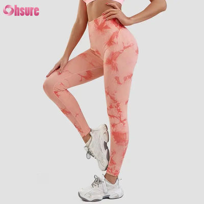 New Fashion 2024 High Waist Fitness Pants Quick Dry Running Yoga Pants Elastic Waist Slim Fit Sports Tights Tie Dye Design