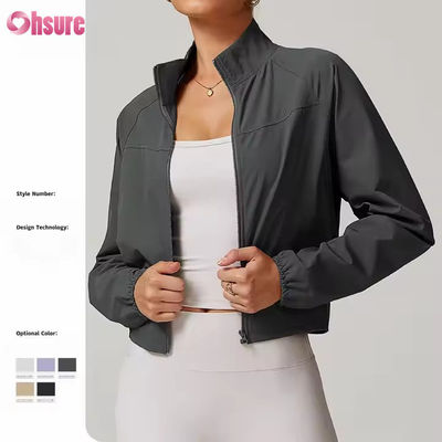 Quick Dry Stand Collar Windproof Outdoor Running Sportswear Fitness Long Sleeve Yoga Top Sport Jacket