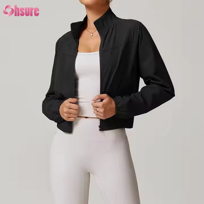 Quick Dry Stand Collar Windproof Outdoor Running Sportswear Fitness Long Sleeve Yoga Top Sport Jacket