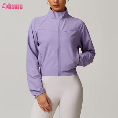 Quick Dry Stand Collar Windproof Outdoor Running Sportswear Fitness Long Sleeve Yoga Top Sport Jacket