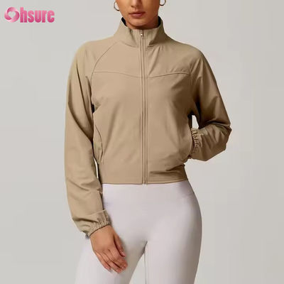 Quick Dry Stand Collar Windproof Outdoor Running Sportswear Fitness Long Sleeve Yoga Top Sport Jacket
